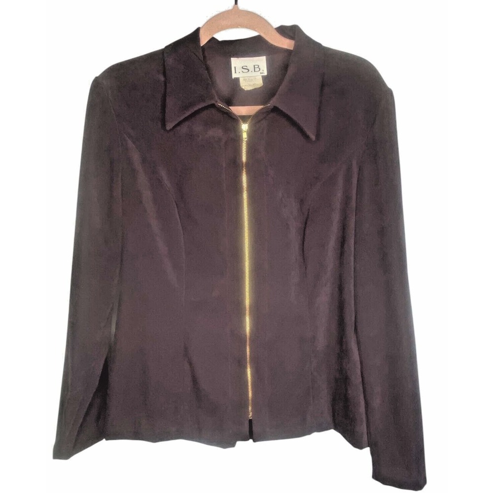 I.S.B. Women's Suede like Full Zip Jacket Purple stretchy‎ size 10 whimiygoth